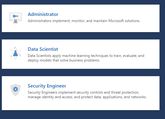 Microsoft Certifications for different technical roles